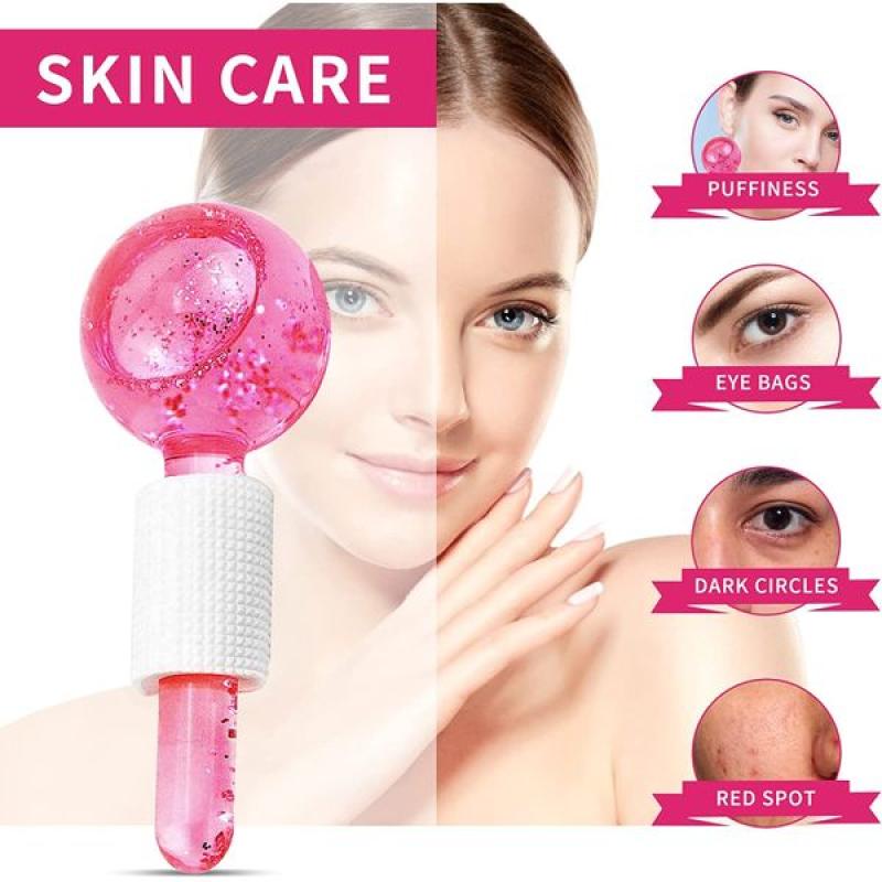 Ice Roller Facial Roller Cold Skin Massagers Crystal Glass Ball For Redness Soothing Face Wrinkle Remover