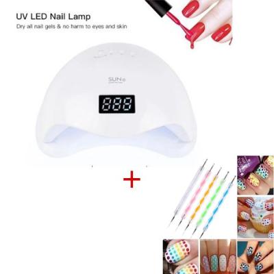 sun LED Nail Dryer UV Curing Lamps Light Auto Sensor Nail Gel Polish Dryer +Nail Dotting Pen - 5 Pcs