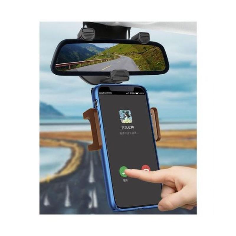 Mobile Holder For The Car Fixed On The Salon Mirror Is Compatible With All Mobiles