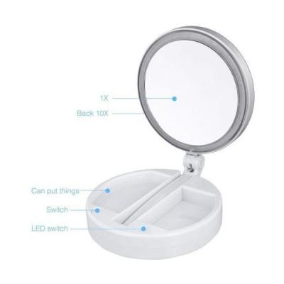 Foldable Mirror With Led Light - White