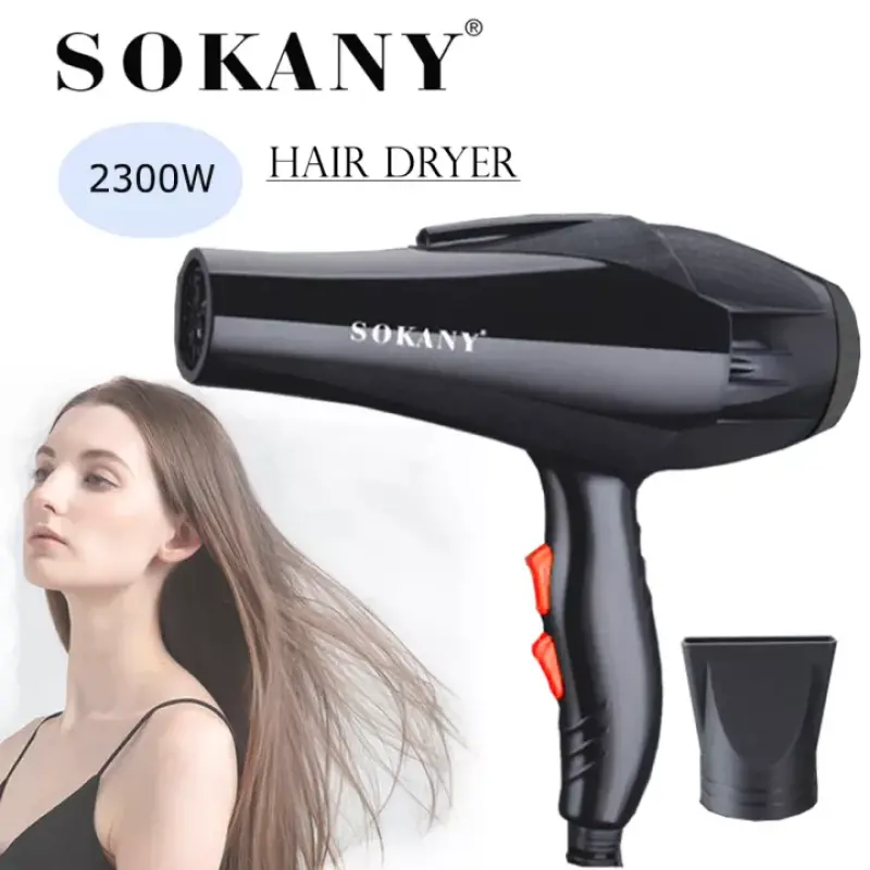 Sokany HS-3618 استشوار سوكاني 2300 وات لتجفيف وفرد الشعر +فرشاة خشب