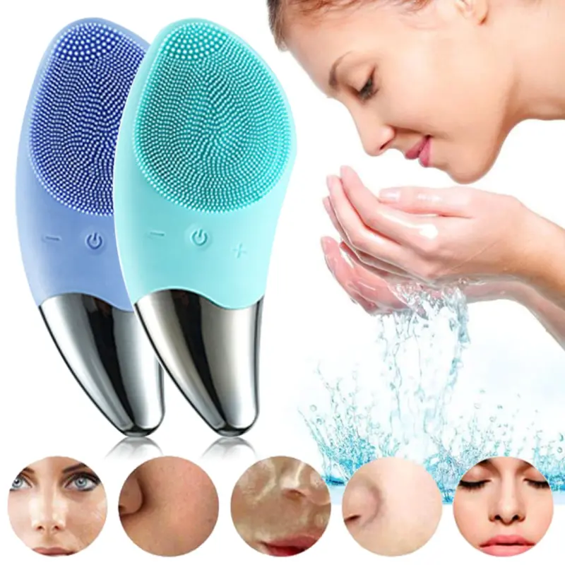 فرشاة تنظيف الوجه 2 في 1Silicone Ultrasonic Facial Cleanser Brush