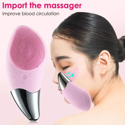 فرشاة تنظيف الوجه 2 في 1Silicone Ultrasonic Facial Cleanser Brush