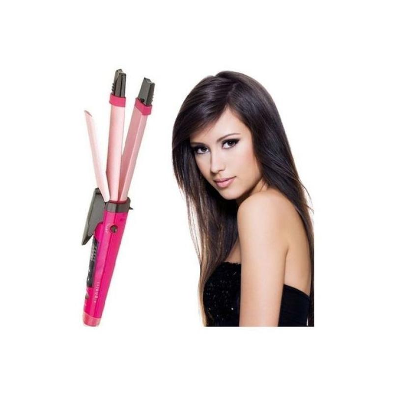 2in1 hair straightener مكواه شعر بروفيشنال بينك لفرد وتجعيد الشعر 2 في 1