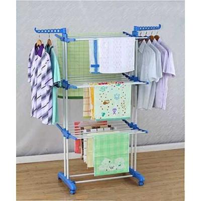 منشر غسيل 3 ادوار قابل للطي Stainless Steel Clothes Hanger Mobile Folding Racks - 3 Layers