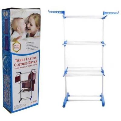 منشر غسيل 3 ادوار قابل للطي Stainless Steel Clothes Hanger Mobile Folding Racks - 3 Layers