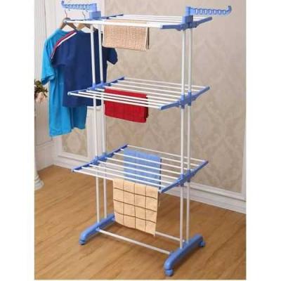 منشر غسيل 3 ادوار قابل للطي Stainless Steel Clothes Hanger Mobile Folding Racks - 3 Layers