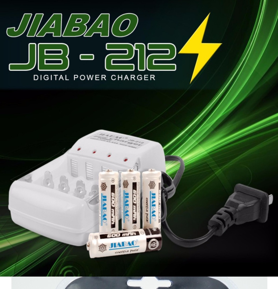 شاحن بطاريات قلم AA/AAA + 4 حجاره Jiabao Battery Charger AA/AAA + Set Of Batteries - 4 Pcs (AA)