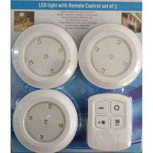 LED Spotlight Circular With Battery And Remote Control - 3 Pcs