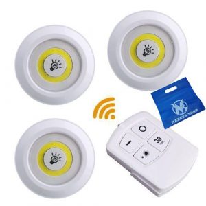 LED Spotlight Circular With Battery And Remote Control - 3 Pcs + mazaya bag