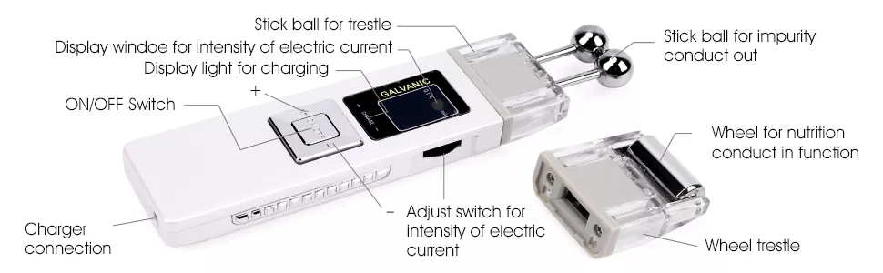 وصف جهاز شد الوجه المنزلي بتقنية الجلفانيك ايون Galvanic Microcurrent Skin Firming Whiting Anti-aging Liftingr