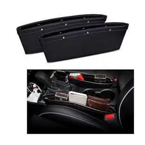 مواصفات منظم سيارة بو الجلدي 2x PU Leather Car Auto Seat Slit Pocket Holder Storage Box Bag Pouch Organizer