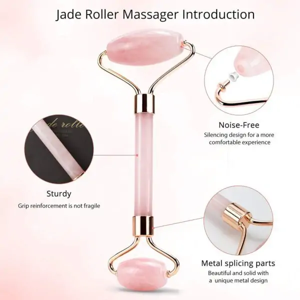 جاد رولر للوجه بالكوارتز Jade Roller Quartz With Protective Box For Facial Skin Care