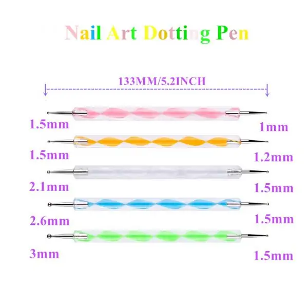 قلم تنقيط الاظافر 5 أقلام ملونة