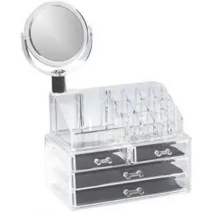 Cosmetic Makeup Organizer Rack + Mirror - 3 Drawers