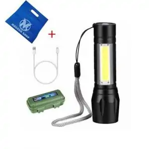 Flashlight Battery Charging USB -3 LED light modes - mazaya bag