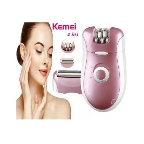 Kemei KM-2068 ماكينة إزالة الشعر للنساء 2 فى 1 - قابلة لإعادة الشحن