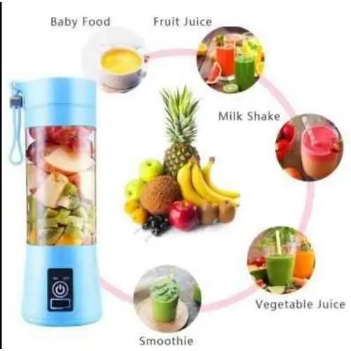 Portable And Rechargeable Battery Juice Blender - 380ml - blue