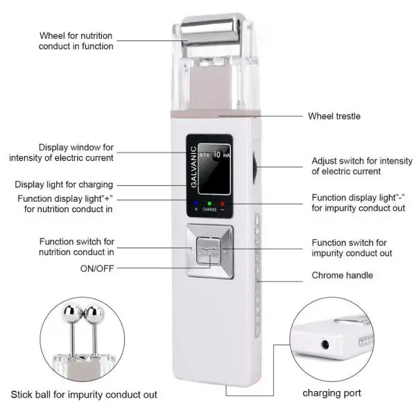 وصف جهاز شد الوجه المنزلي بتقنية الجلفانيك ايون Galvanic Microcurrent Skin Firming Whiting Anti-Aging Liftingr