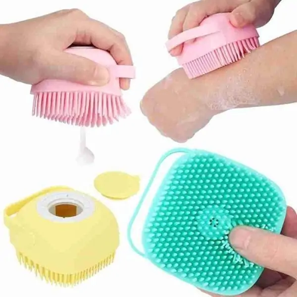 فرشاة استحمام سيليكون مع موزع صابون 2×1 Shower Brush With A Soap Dispenser