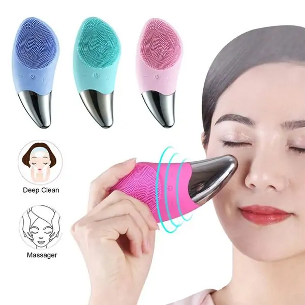 Electric Silicone Ultrasonic Facial Cleanser Brush -2Way