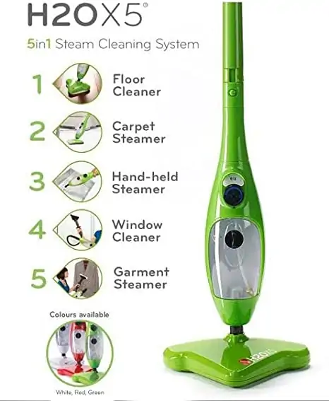 X5 H2O Steam Mop - المساحة البخارية 5 فى 1 - مكواة الستائر والملابس و مزيلة لبقع المفروشات