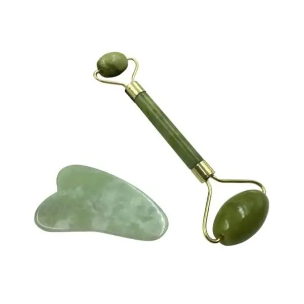 أداة جاد رولر الأصلي وجوا شا Jade Roller Gua Sha Set